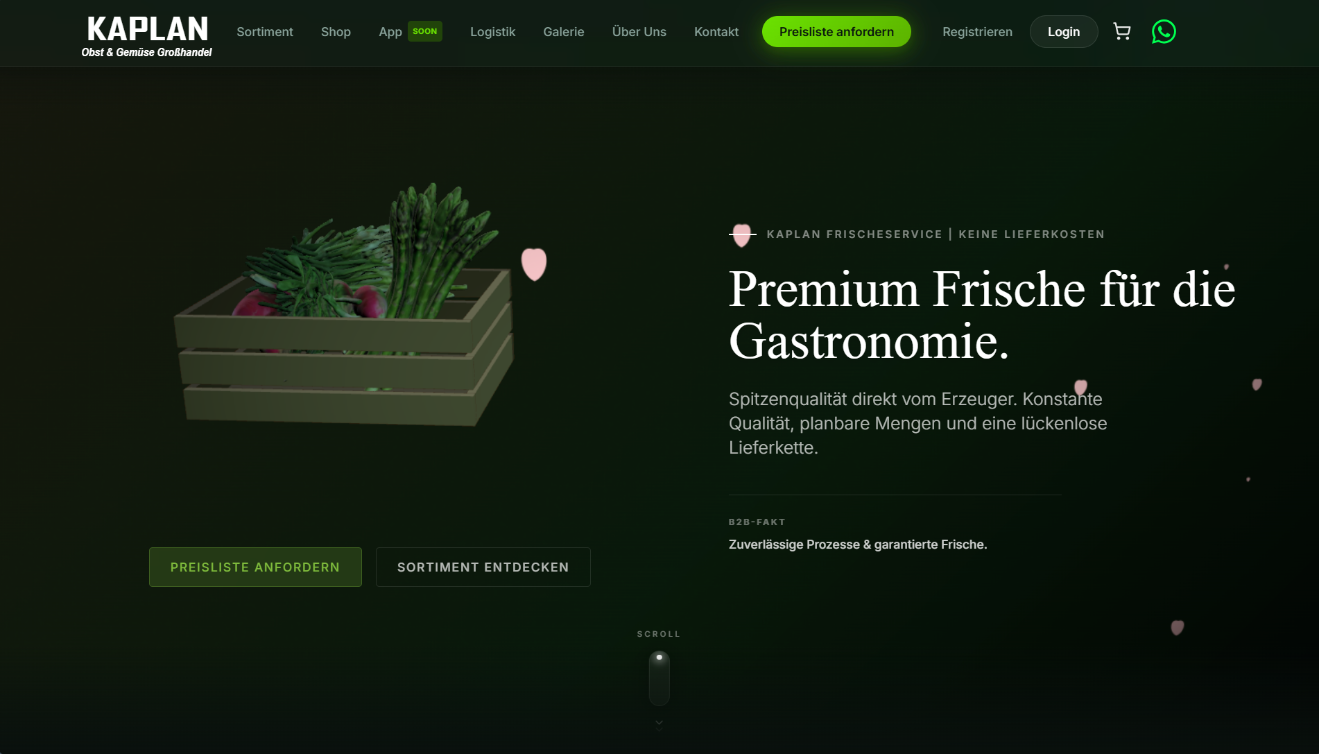 Website-Projekt Kaplan Gemüse (Lebensmittelgroßhandel) — umgesetzt von Werbegrafik Design